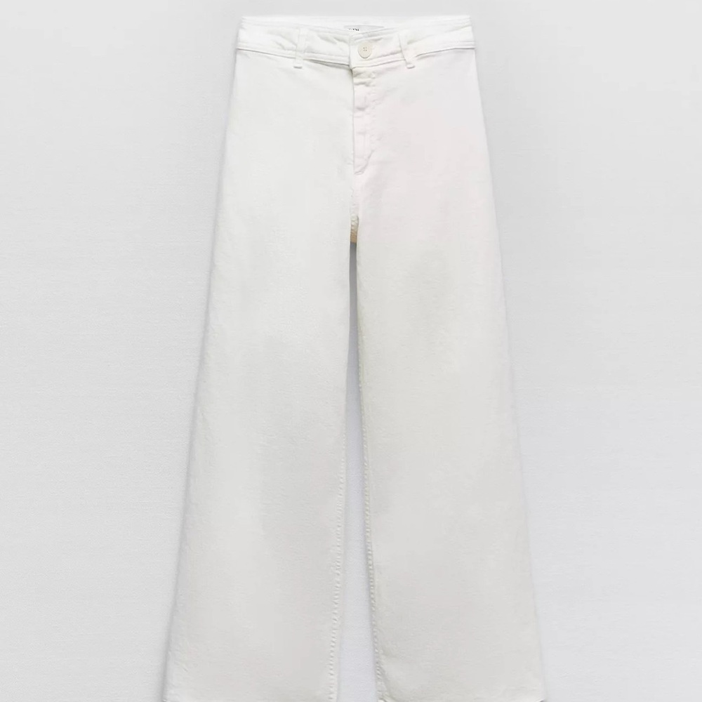 Zara Off-White Wide-Leg Marine Jean